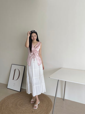 Satin Drawstring Top / 设计感缎面抽绳上衣