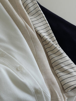 Button Knit Half Sleeve Tee / 排扣针织半袖T恤