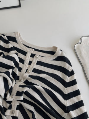 Unnie Style Stripes Cardigan / 韩系软糯条纹开衫