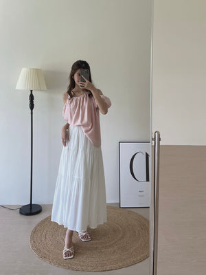 Tiered Flare Maxi Skirt / 飘逸拼接半身长裙