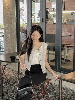Emily Tweed Vest / 精致金扣小香马甲