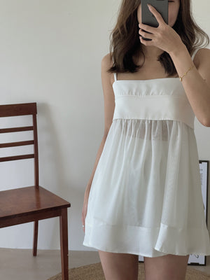 Silky Mesh Top / 缎面拼接网纱吊带衣