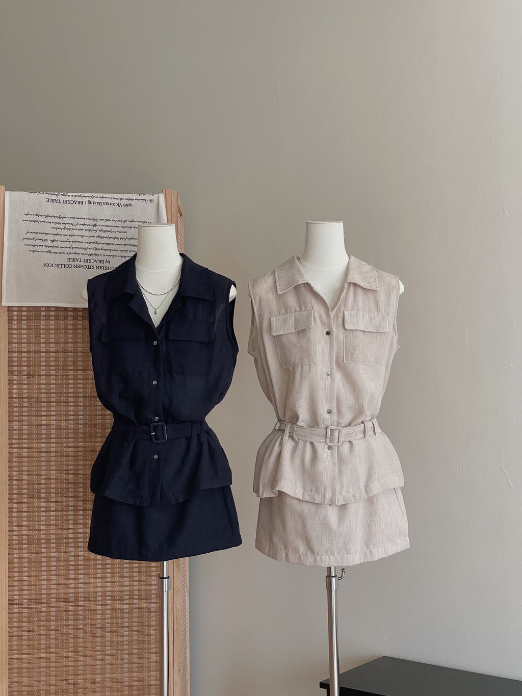 Minimalist Belted Set / 优雅系带无袖衬衫两件套