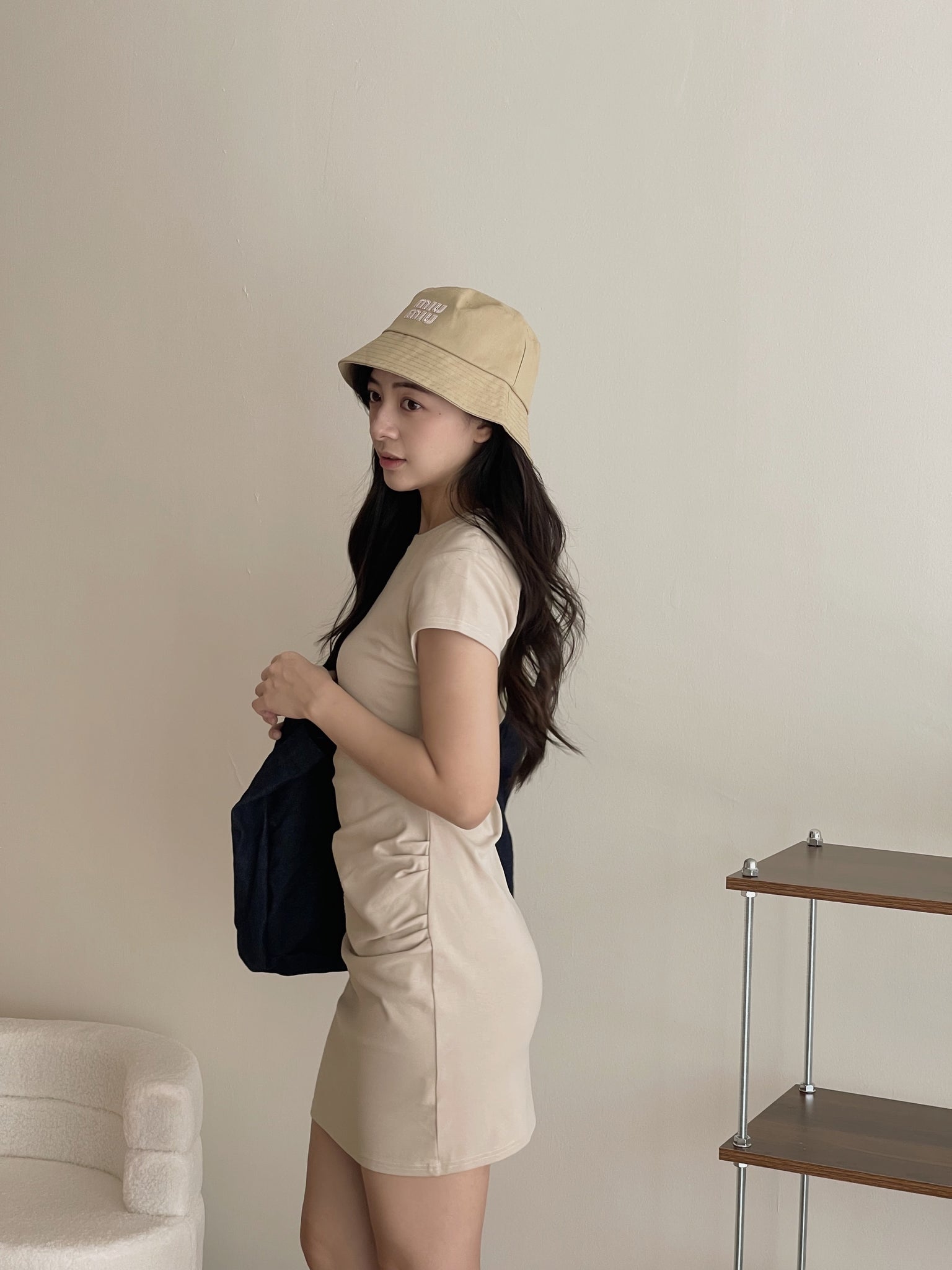 Basic Tall Slim Dress / 捏皱收腰连衣裙加长版