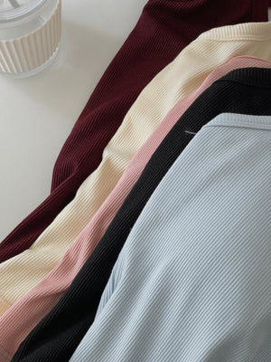 Button Halterneck Padded Top / 纯欲挂脖胸垫背心