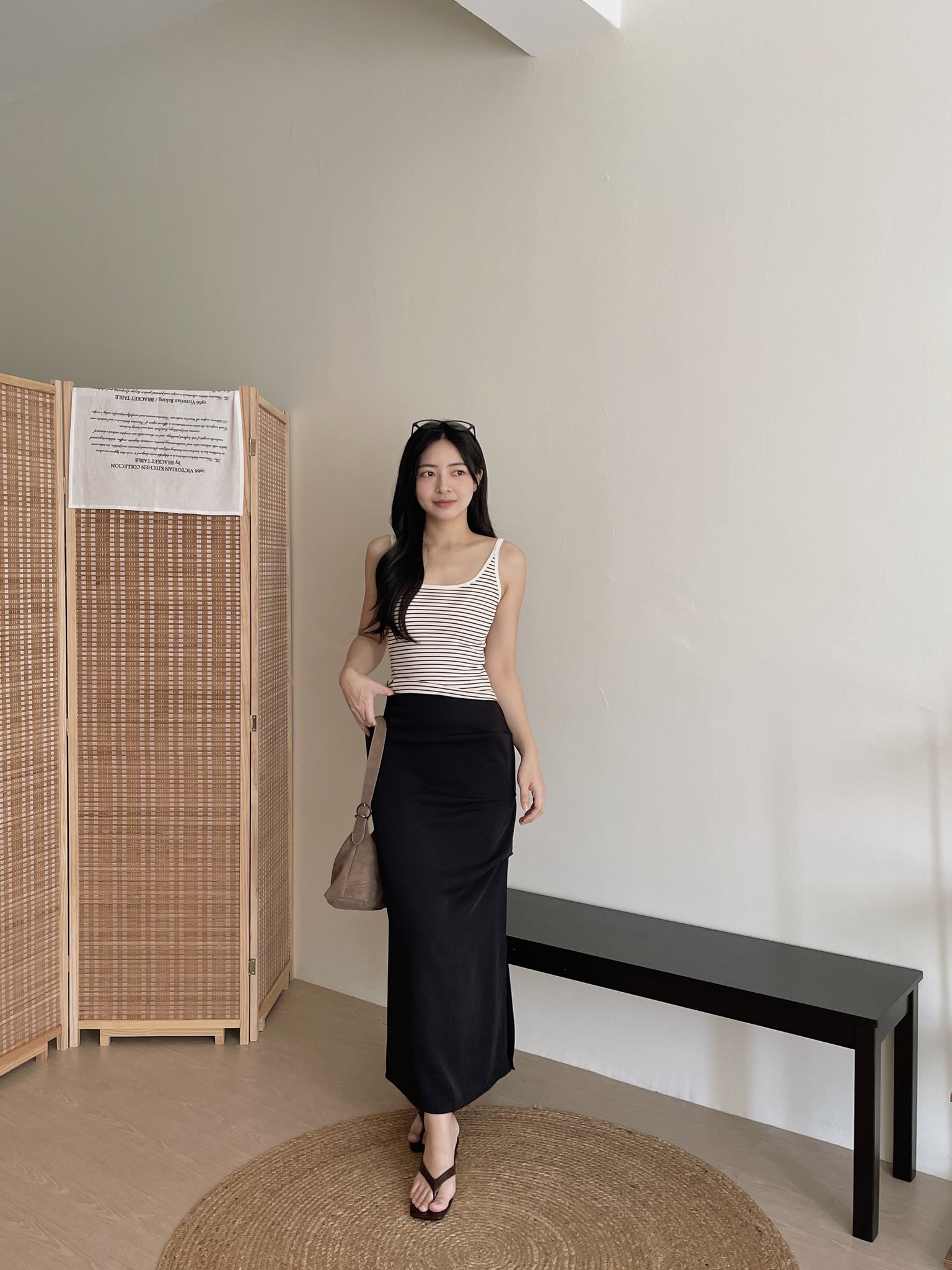 Mannette Extra Long Skirt / 加长版甜酷褶皱修身半裙