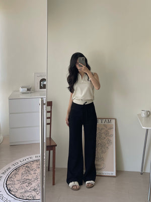 Vneck Sleeveless Knit Top / 显瘦尖领针织无袖上衣