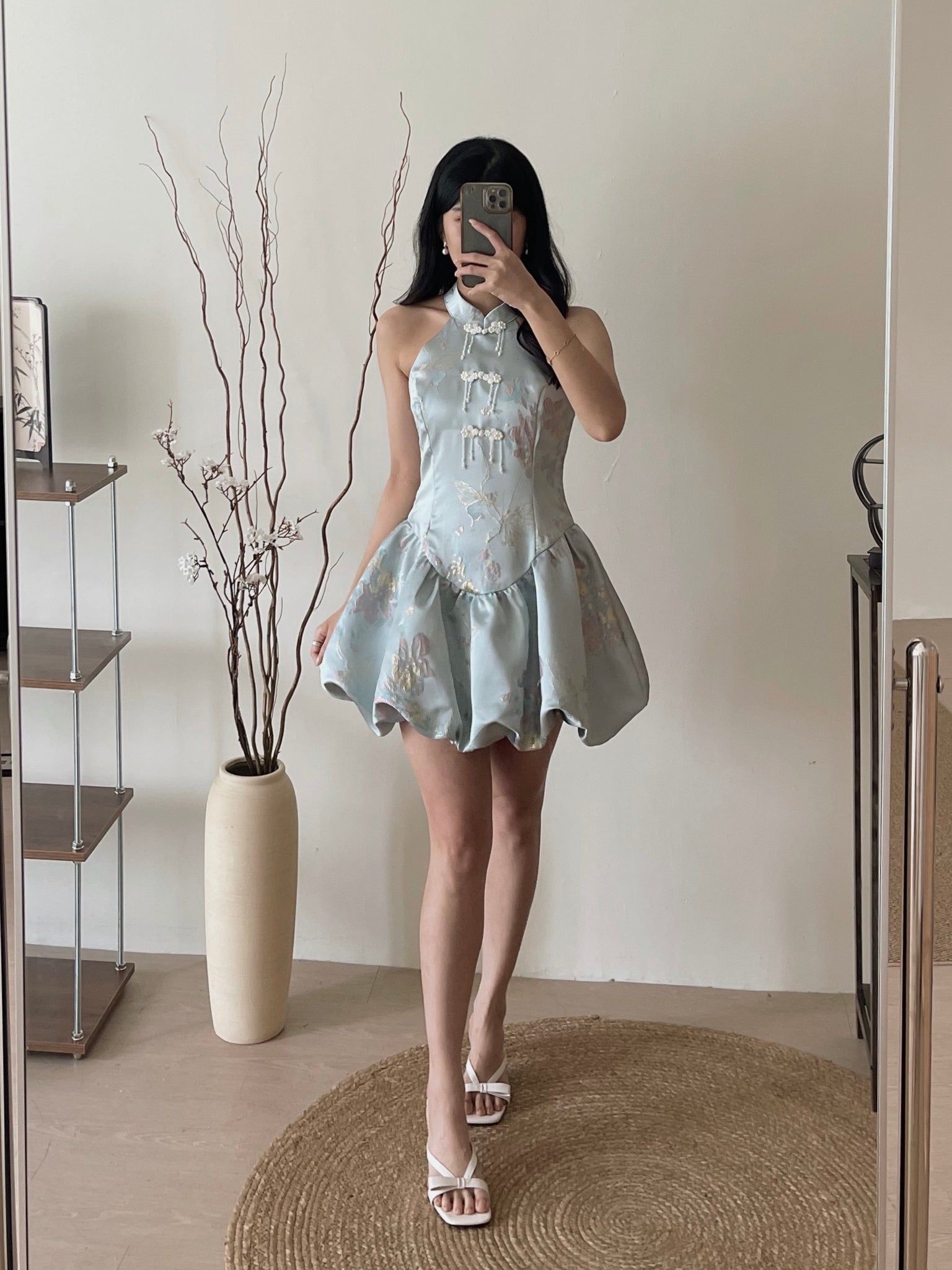 Petal Silhouette Charm Jumpsuit Dress / 【花影娇姿】挂脖花苞连体裙