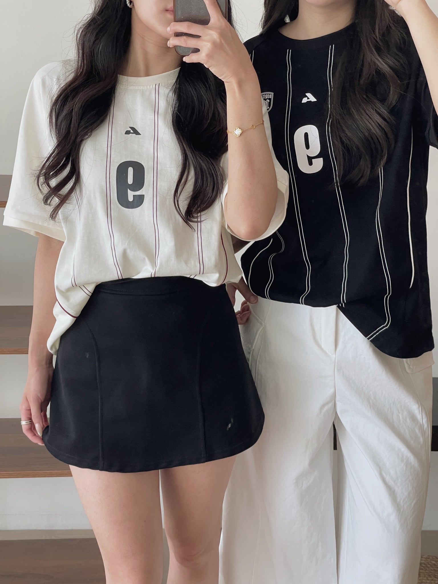 Badge Stripes Oversized Tee / 美式徽章条纹宽松T恤