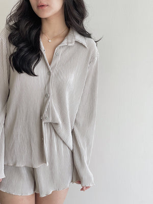 Casual Ribbed Pleated Set / 休闲慵懒褶皱套装