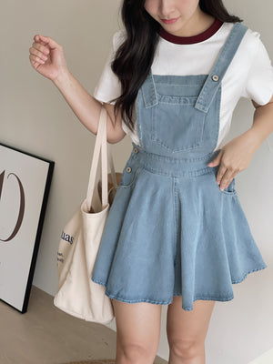 Denim Wide Leg Overall / 减龄阔腿背带裤裙