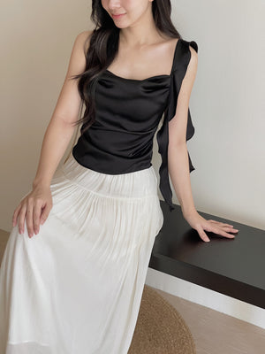 Ruffle Strap Satin Top / 缎面荷叶肩带小衫