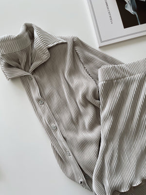 Casual Ribbed Pleated Set / 休闲慵懒褶皱套装