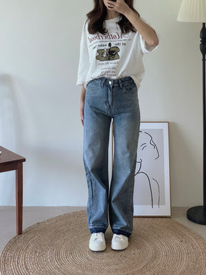 Jayla Denim Trousers / 撞色脚边直筒长裤