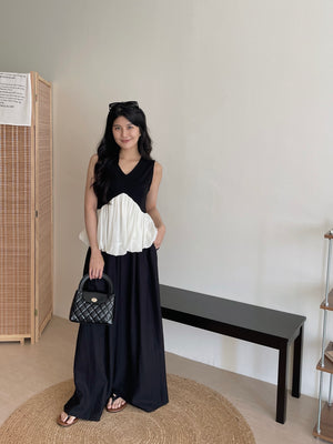 Puff Hem Spliced Top / 轻熟网纱花苞摆上衣