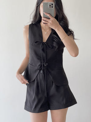 Ribbon Vest Set / 蝴蝶结无袖西装套装
