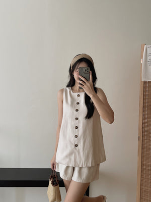 Hazel Old Money Style Set / 老钱风休闲马甲短裤套装