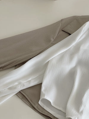 Crepon Silky Crop Shirt / 纹理水光锻短衬衫