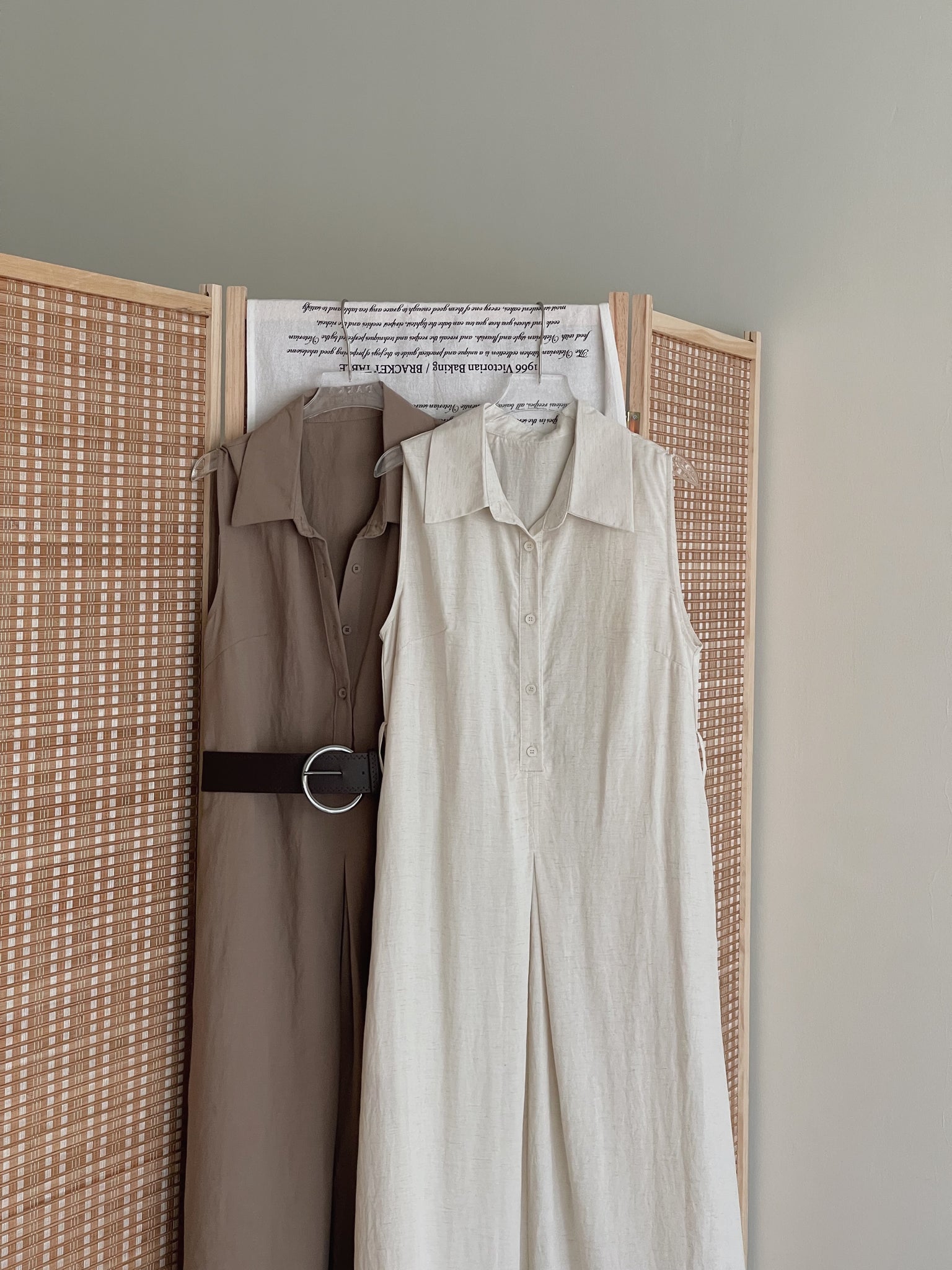 Vintage Belt Maxi Dress / 复古腰带棉麻衬衫长裙