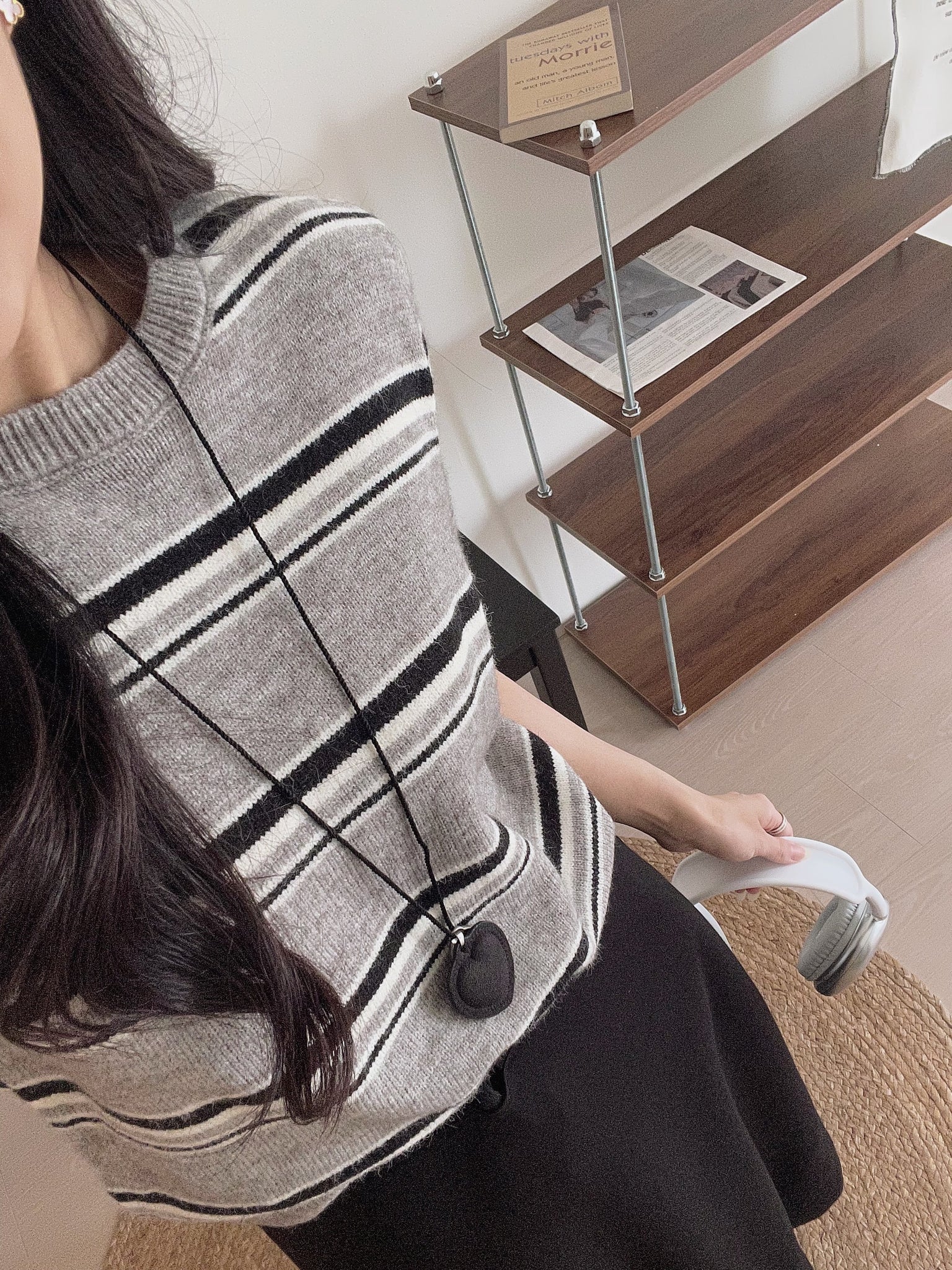 Korean Knit Round Tee / 横条撞色圆领毛衣T恤