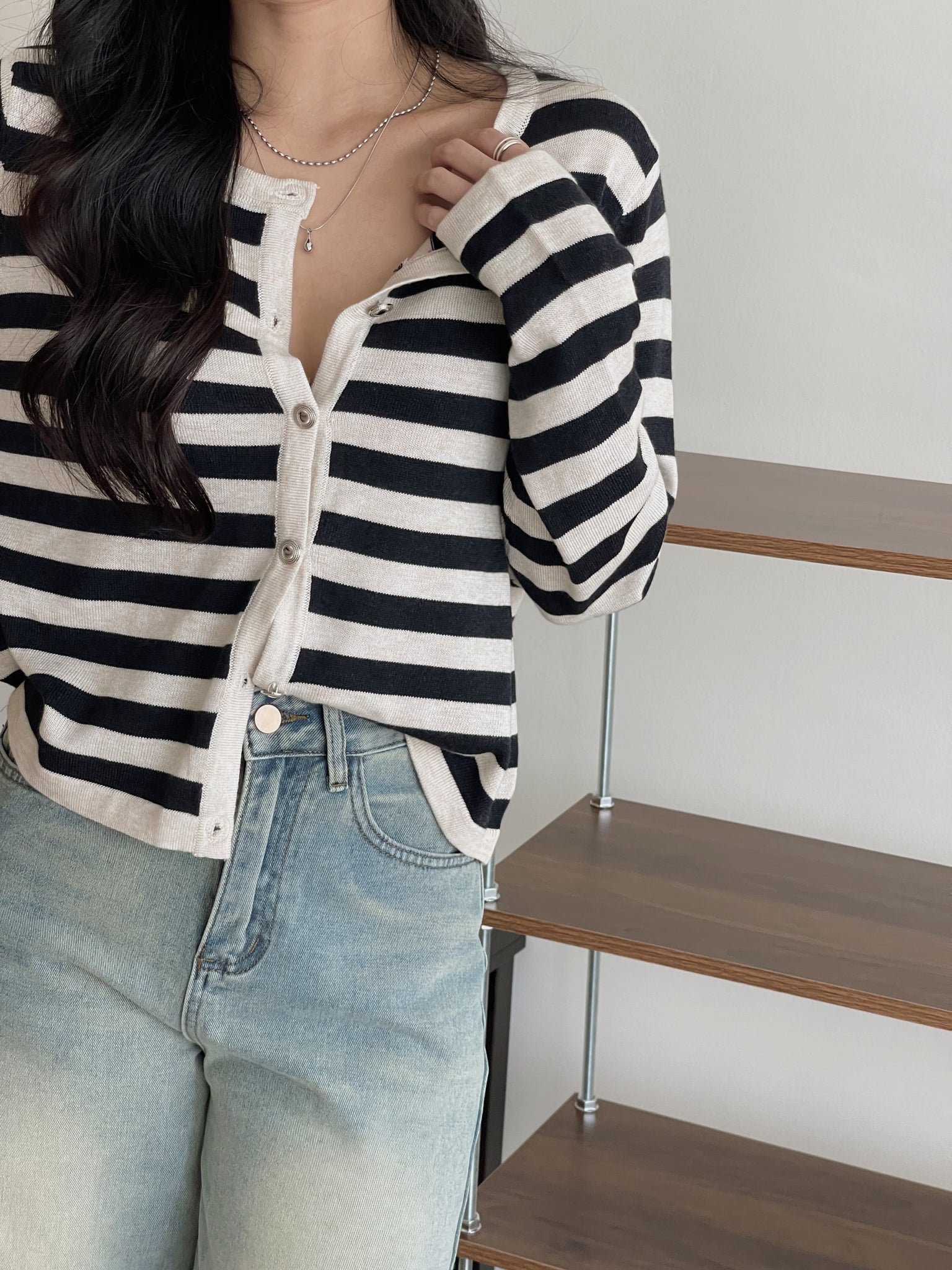Unnie Style Stripes Cardigan / 韩系软糯条纹开衫