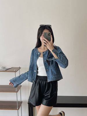 Reve Denim Outer / 复古韩版圆领牛仔外套