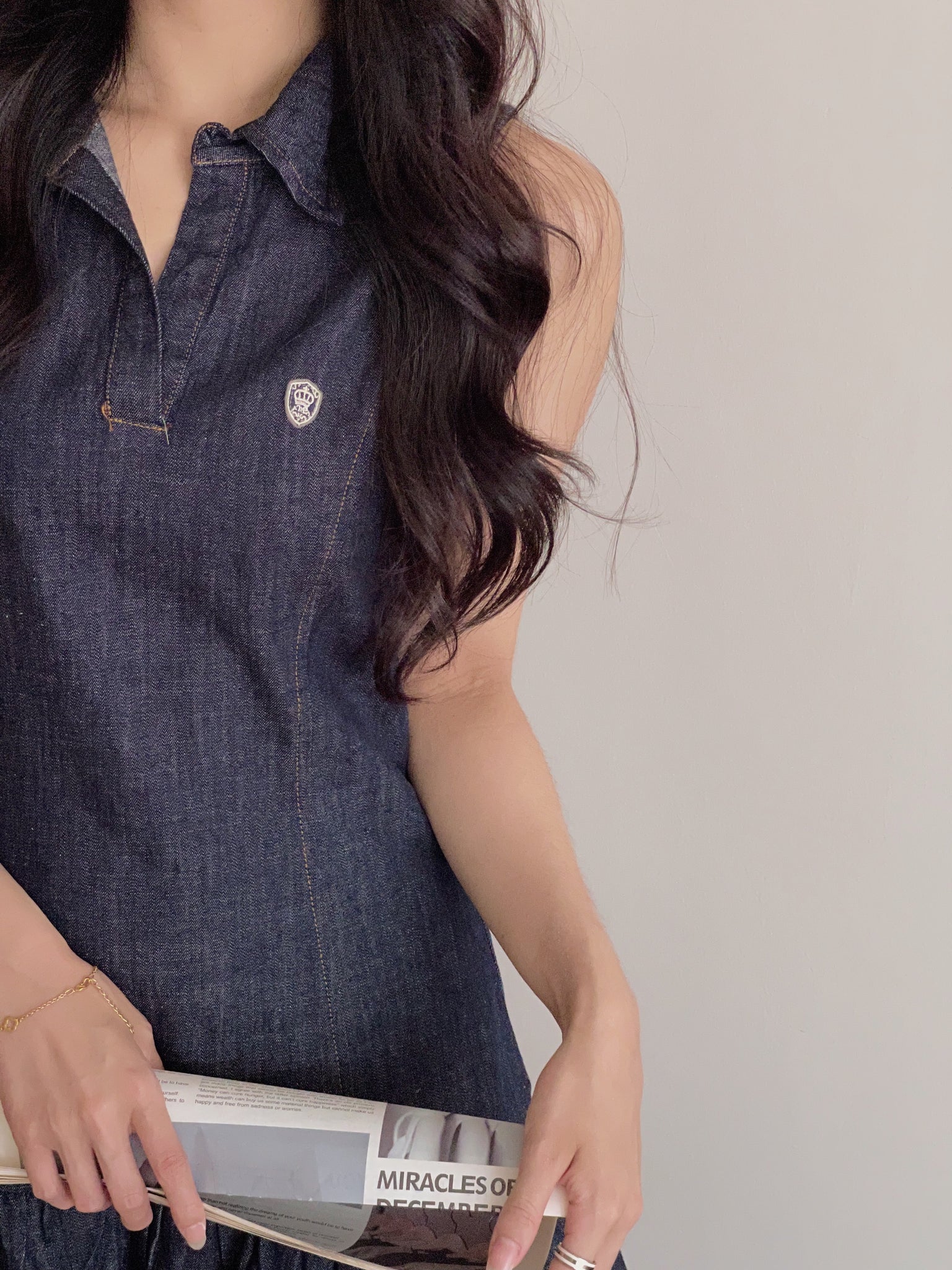 Preppy Collared Denim Dress / 学院风翻领牛仔连衣裙