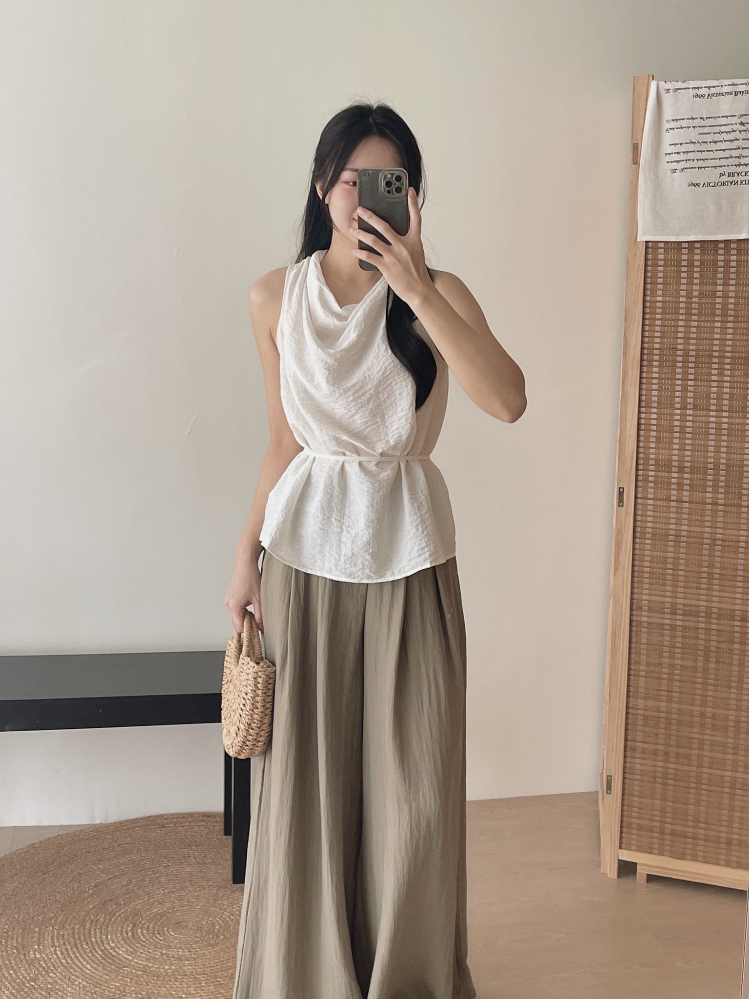 Modern Cowl Neck Top / 通勤荡领韩系小衫