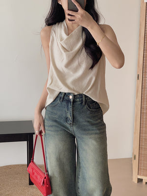 Modern Cowl Neck Top / 通勤荡领韩系小衫