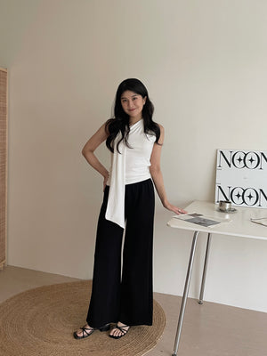 Neck Tie Single Shoulder Top / 围脖带单肩上衣