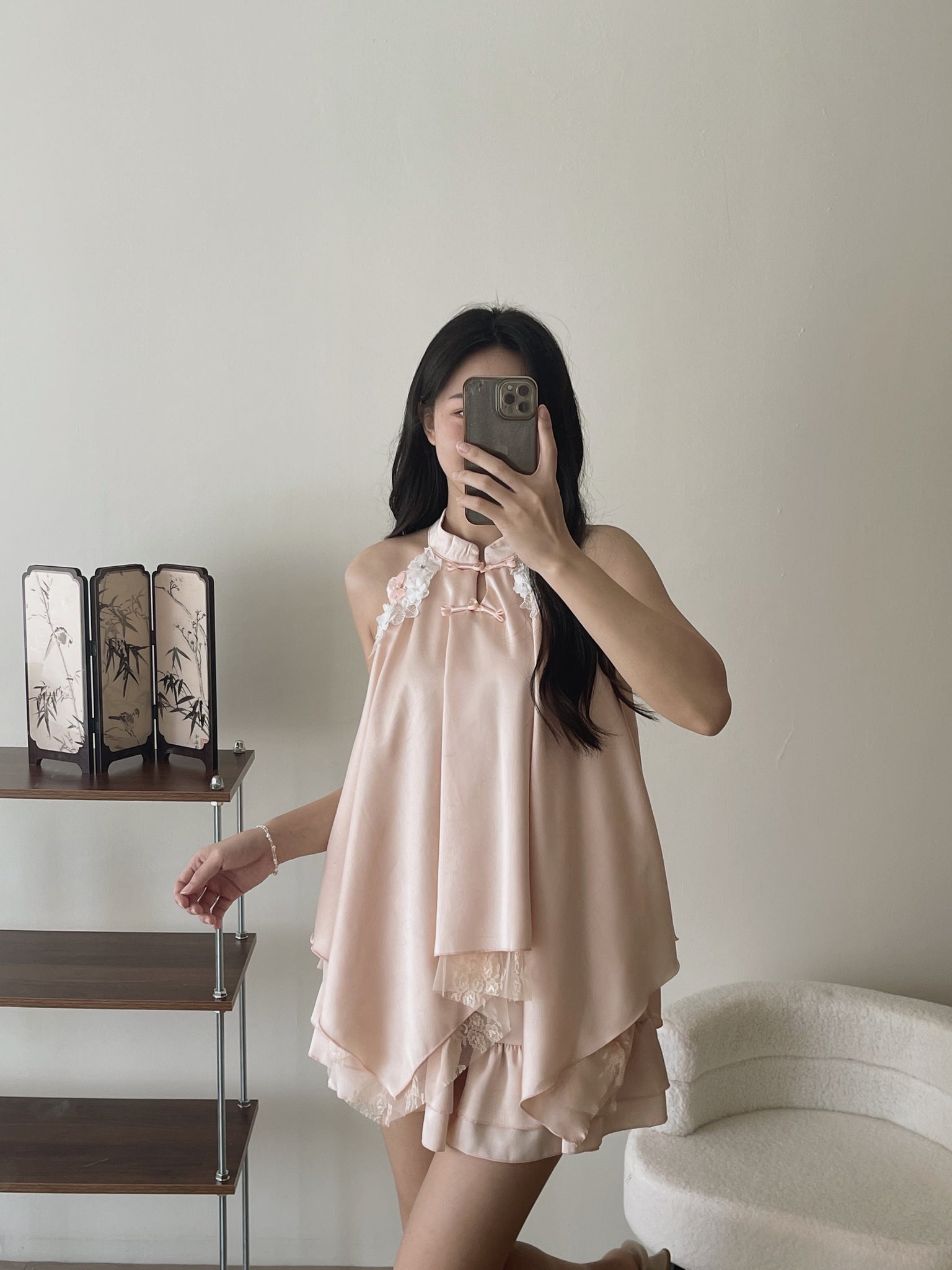 Lace Spliced Chinese Set / 中式甜美蕾丝盘扣套装