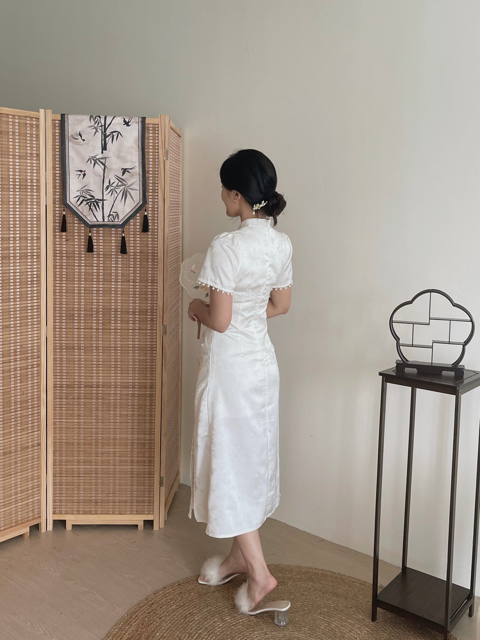 Pearl Tassel Cheongsam / 素雅珍珠流苏提花连身裙