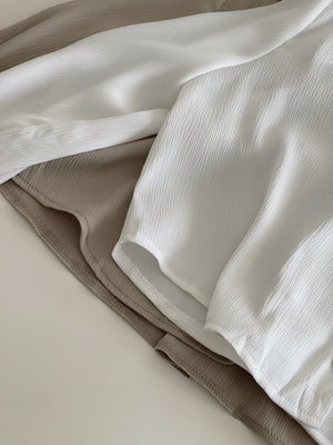Crepon Silky Crop Shirt / 纹理水光锻短衬衫