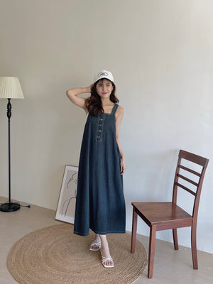 Anaya Denim Dress / 系带牛仔吊带长裙
