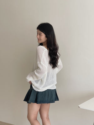 Korean Loose Knitted Sweater / 韩版慵懒镂空针织罩衫