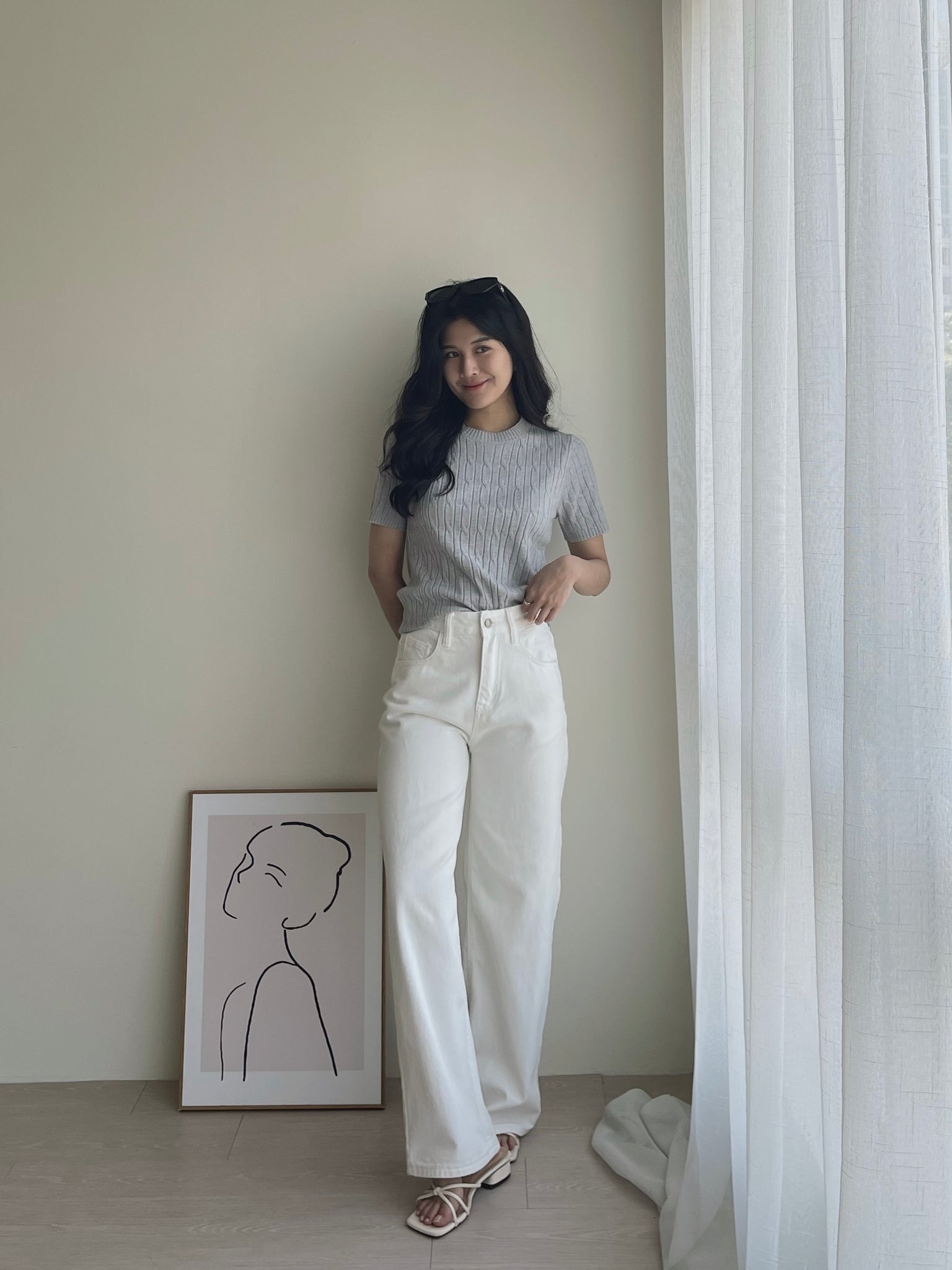 White Straight Jeans / 直筒白色牛仔长裤