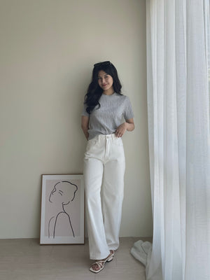 White Straight Jeans / 直筒白色牛仔长裤