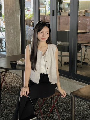 Emily Tweed Vest / 精致金扣小香马甲