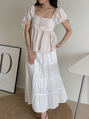 Lace Trim Midi Skirt / 蕾丝边半身长裙