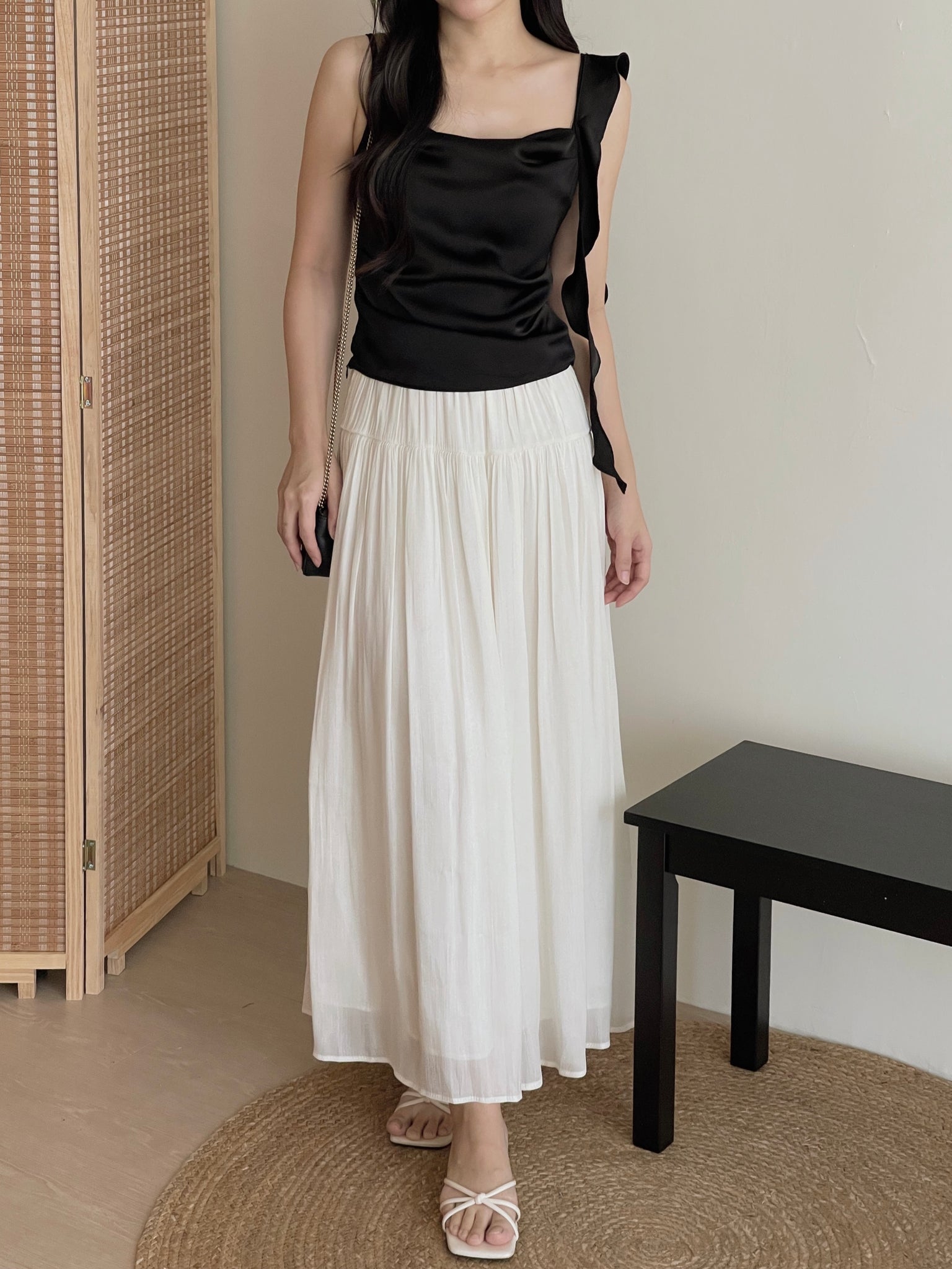 Shimmery Chiffon Midi Skirt / 温柔坠感流光纱裙