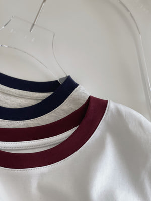 Contrast Neckline Tee / 撞色领口字母T恤