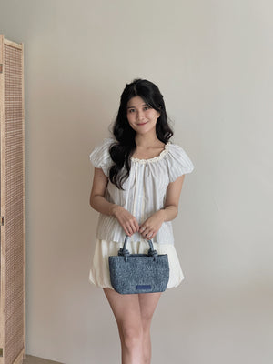 Airy Strip Puff Blouse / 泡泡袖条纹上衣