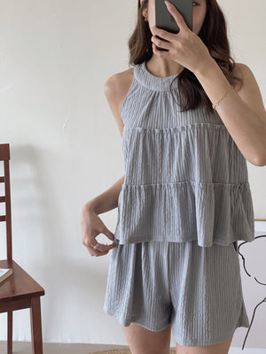 Avery Halterneck Set / 挂脖肌理感短裤套装