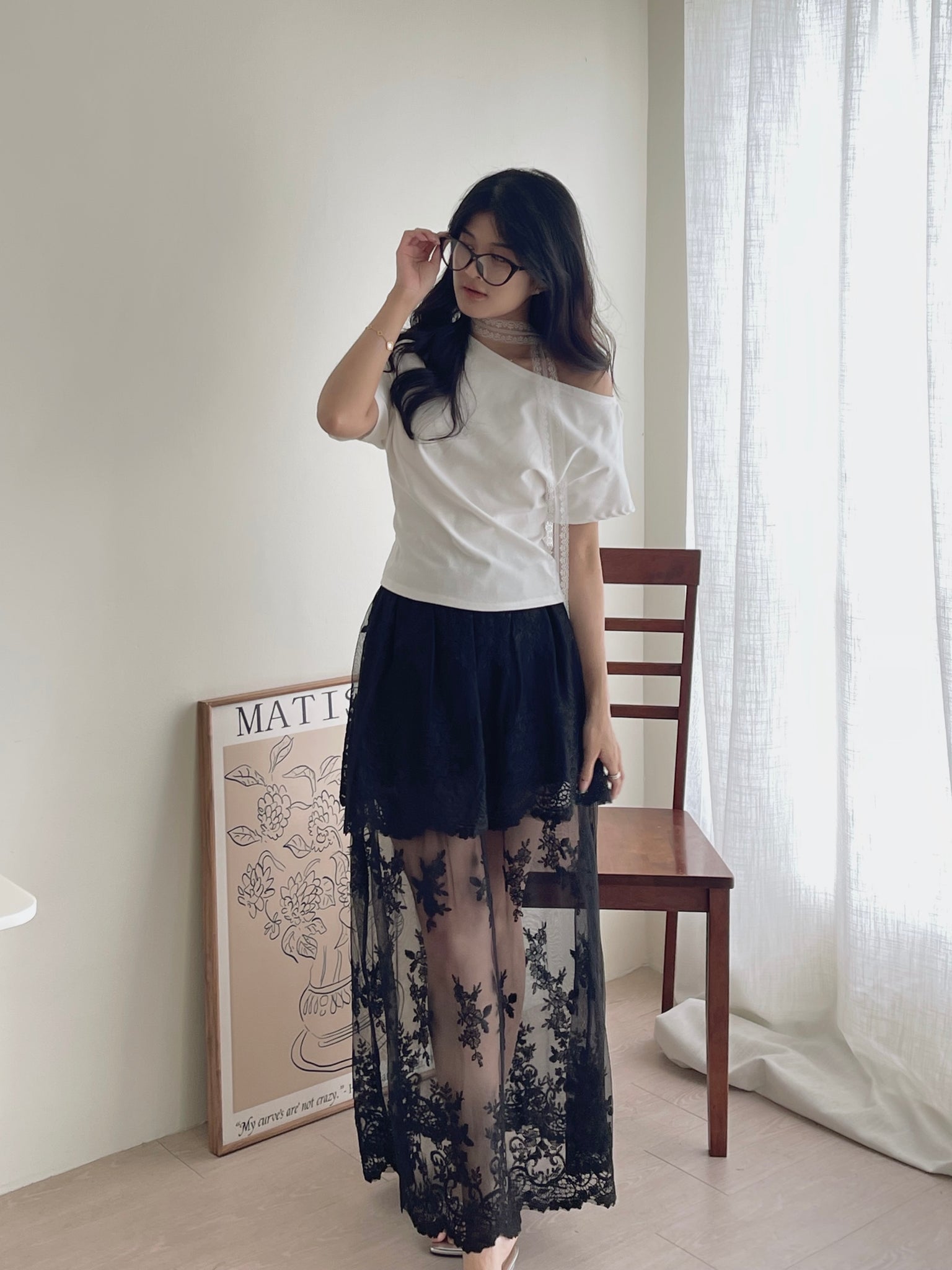 French Embroidered Tulle Skirt / 法式蕾丝刺绣半身裤裙