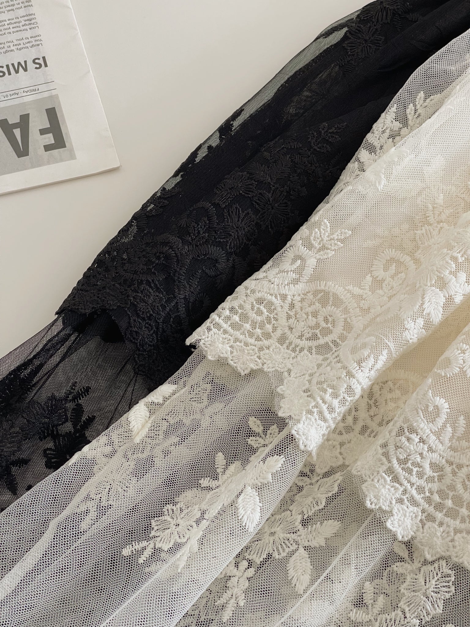 French Embroidered Tulle Skirt / 法式蕾丝刺绣半身裤裙