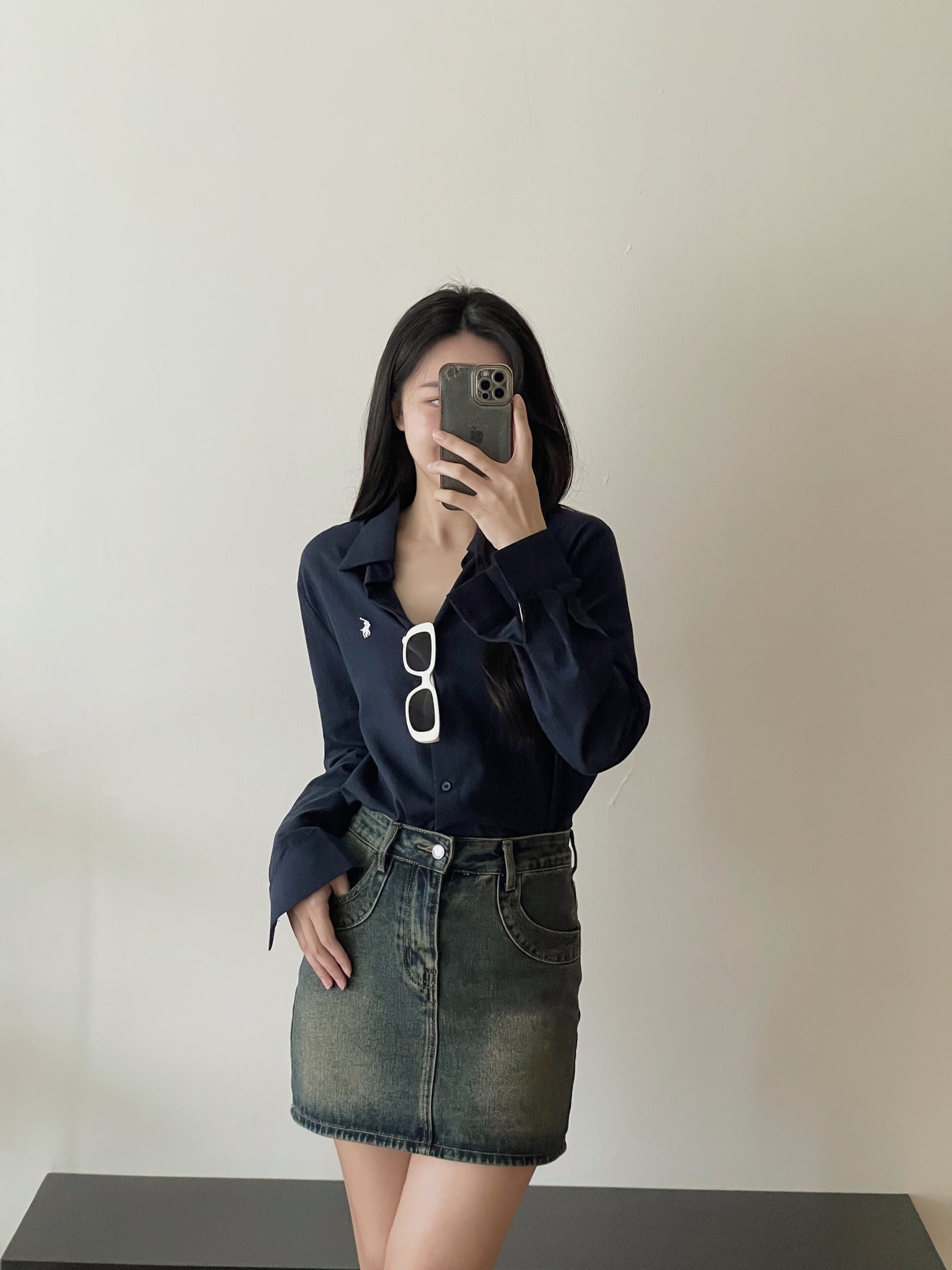 Mini Embroidered Logo Shirt / 小马刺绣通勤衬衫