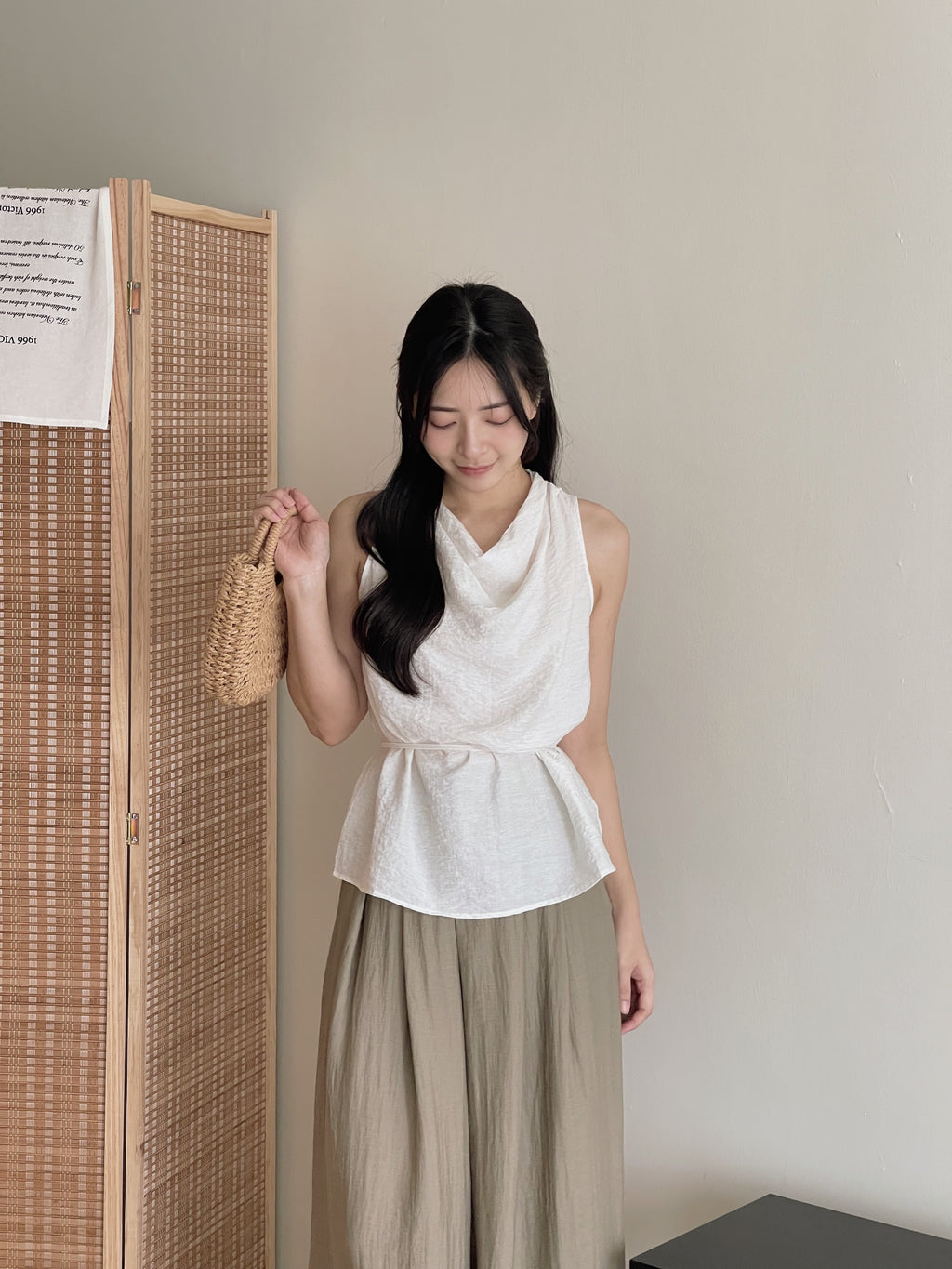 Modern Cowl Neck Top / 通勤荡领韩系小衫