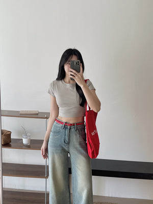 Crop Tee With Removable Pad / 短款T恤自带可拆卸乳胶垫