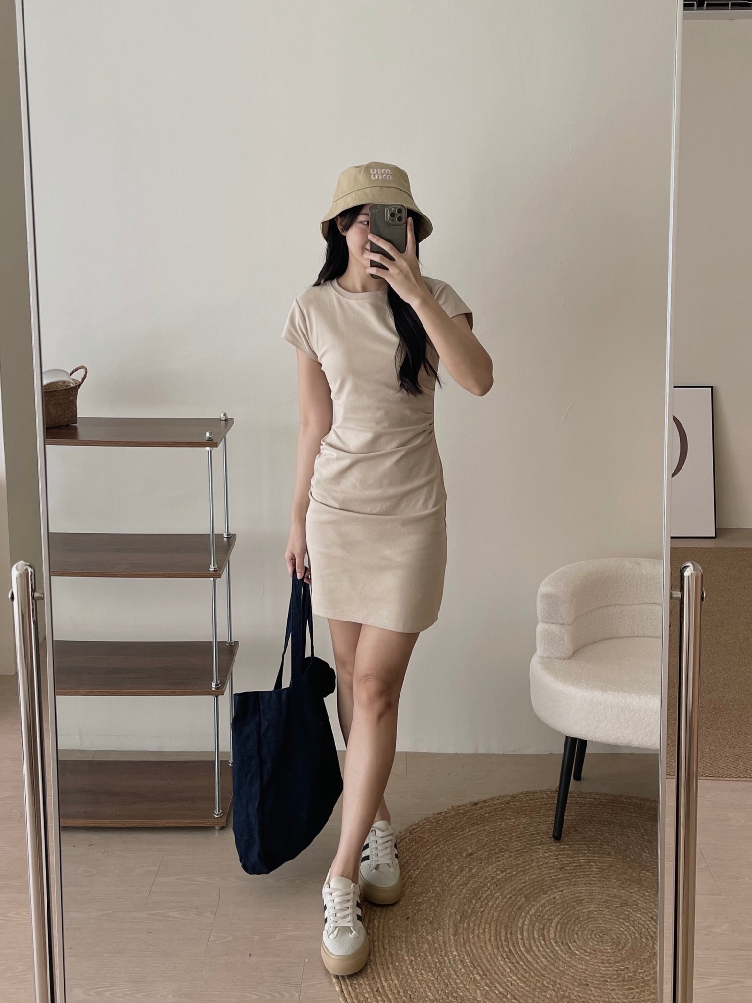 Basic Tall Slim Dress / 捏皱收腰连衣裙加长版