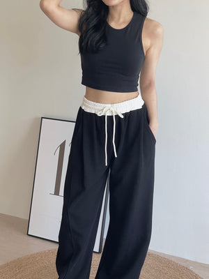 Spliced Waist Lounge Pants / 慵懒撞色拼接弯刀裤